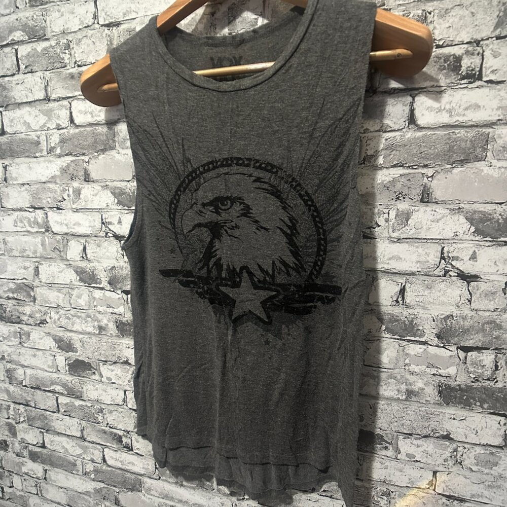 EUC Vox Populi Grey Bald Eagle Sleeveless Graphic Shirt Size Small - Picture 2 of 10